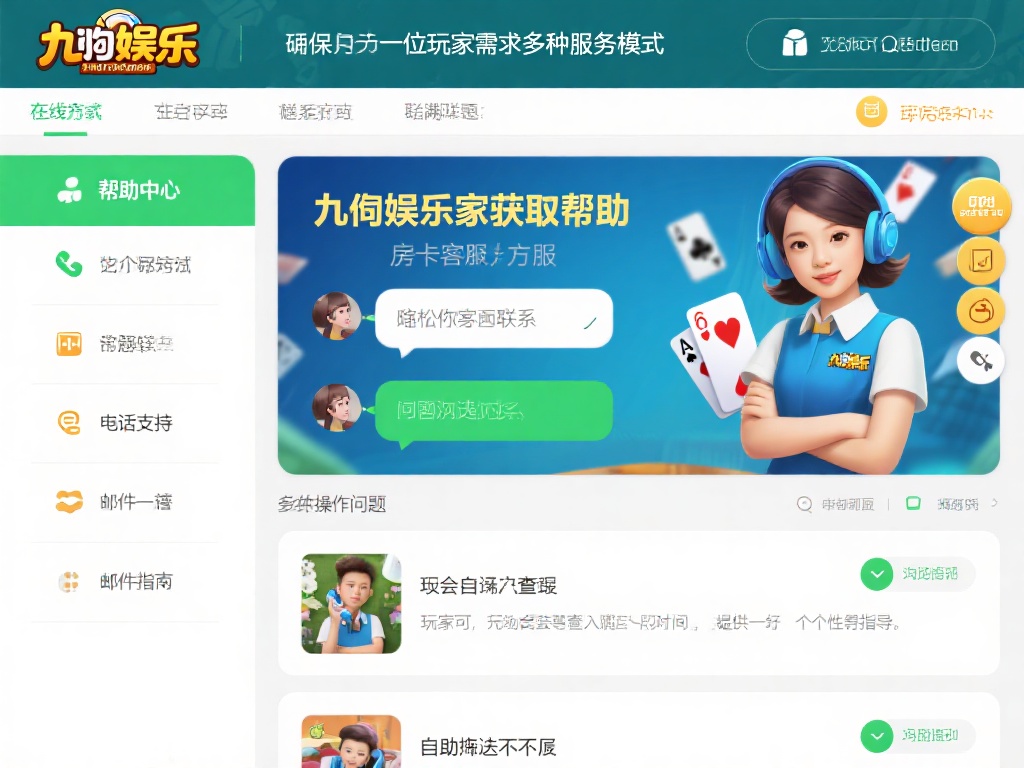 为了方便玩家获取帮助，九游娱乐房卡客服提供了多种联